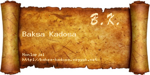Baksa Kadosa névjegykártya